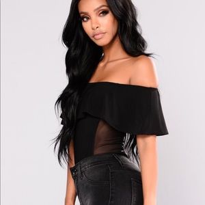 Side sheer off the shoulder bodysuit -fashionnova